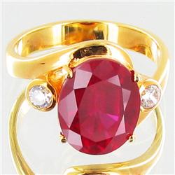 29.3twc Lab Diamond/Ruby Gold Vermeil Ring (JEW-3513)