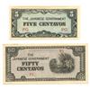 Image 1 : 1942 WW2 Japanese Occupation 5 & 50 cent  (COI-1039)