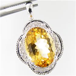 18.15twc Citrine Diamond 14k Gold Pendant (JEW-3380)