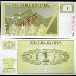 1991 Slovenia 1 T Specimen Crisp Unc Note (CUR-06343)