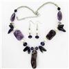 Image 1 : Amethyst & Crystal Necklace Earring Set (JEW-3447)