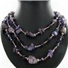 Image 2 : Amethyst & Crystal Necklace Earring Set (JEW-3448)