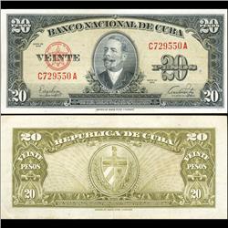 1949 Cuba 20 Peso Note Crisp Circulated (CUR-06373A)