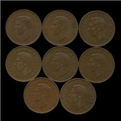 1944-1952 New Zealand AU+ 1/2 Penny Set  (COI-1271)