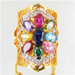 45.2twc Lab Diamond/Multi-Stone Gold Vermeil Ring (JEW-3525)