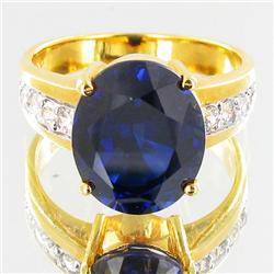 23.6twc Lab Diamond/Sapphire Gold Vermeil Ring (JEW-3517)