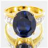 Image 1 : 23.6twc Lab Diamond/Sapphire Gold Vermeil Ring (JEW-3517)