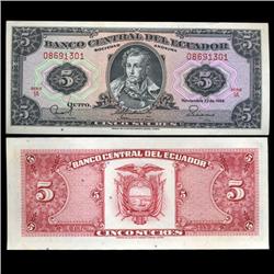 1988 Ecuador 5 Sucre Crisp Uncirculated Note (CUR-05596)