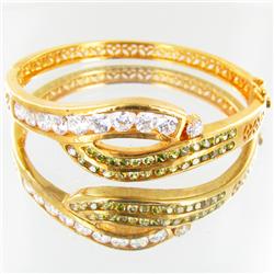 93.2twc Lab Diamond/Emerald Gold Vermeil Bracelet (JEW-3538)