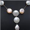 Golden & White Flat Pearl Necklace Earrings  (JEW-262)