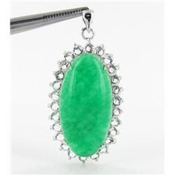 40twc Jade White Gold Vermeil Pendant (JEW-2231)