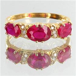 Lab Ruby & Natural Diamond 14k Ring (JEW-3316)