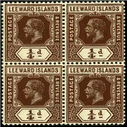 1912 Leeward Isl 1/4p George V Block of 4 (STM-0516)