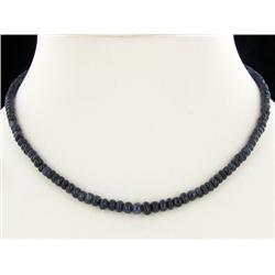 112ct Blue Sapphire Beads Necklace Semi-clear (JEW-1804)