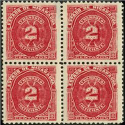 1899 Nicaragua 2c Postage Due Block of 4 (STM-0434)