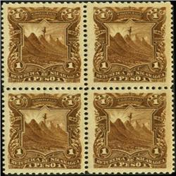 1892 Nicaragua 1p UPU Block of 4 Error (STM-0401)