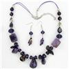 Amethyst & Crystal Necklace Earring Set (JEW-3445)