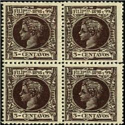 1898 Puerto Rico 3c Alfonso 4 Block Variety (STM-0503)