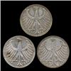 1951D/G/F Germany 5 Mark Hi Grade 3 Pcs (COI-8218)