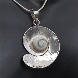 Polished Shell Sterling Necklace Earrings (JEW-186)