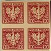 Image 1 : 1919 Poland 10h Eagle Imperf 4 Block Variety (STM-0461)