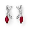 Image 1 : Genuine 0.75 ctw Ruby & Diamond Earrings White Gold