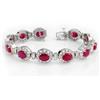 Image 1 : Genuine 16.0 ctw Ruby & Diamond Bracelet 14K White Gold