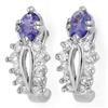 Genuine 0.80 ctw Tanzanite & Diamond Earrings 10K Gold
