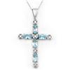 Genuine 3.15 ctw Blue Topaz & Diamond Necklace 10K Gold