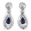 Genuine 1.36 ctw Blue Sapphire & Diamond Earrings Gold