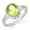 Image 1 : Genuine 2.10 ctw Peridot & Diamond Ring 10K White Gold