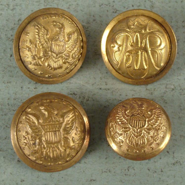 3 CIVIL WAR INFANTRY BUTTONSMARKED & 1 GAR