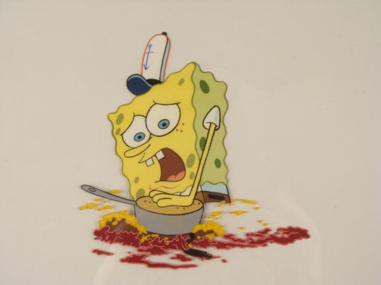 Original Cel Spongebob SQUASHED Animation Art