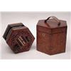 Image 1 : A Roylance hexagonal mahogany and leather...