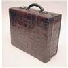 Image 1 : A small gentlemans crocodile skin case with...