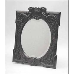 A Victorian black composition easel mirror...