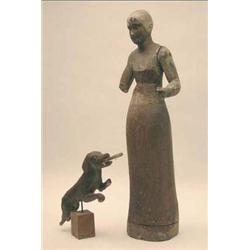 A 19th century American folk art carved wood...