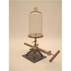 A Victorian brass and iron scientific vacuum...