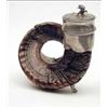 Image 1 : A rams horn snuff mull with pewter mounts...