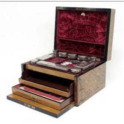 A Victorian burr walnut vanity case with...