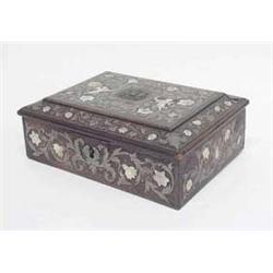 A 19th century padouk box inlaid with...