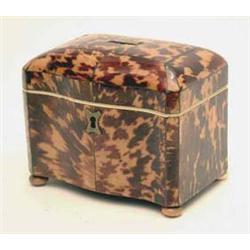 A late Regency tortoiseshell 2-division tea...