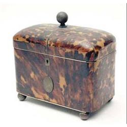 A late Regency tortoiseshell 2-division tea...