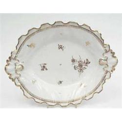 An 18th century Bow porcelain oval dish,...