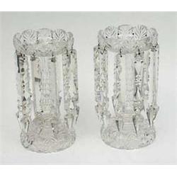 A pair of Victorian cut glass table lustres,...