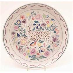 A Poole pottery polychrome plate decorated...