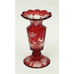 A 19th century Bohemian ruby flashed vase...