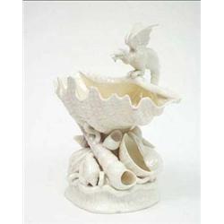 A Victorian Belleek sweetmeat dish modelled...