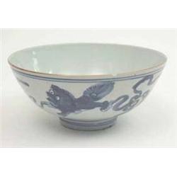 A Chinese Ming dynasty blue and white footed...