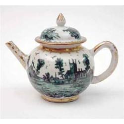 A Chinese porcelain teapot, painted in green...